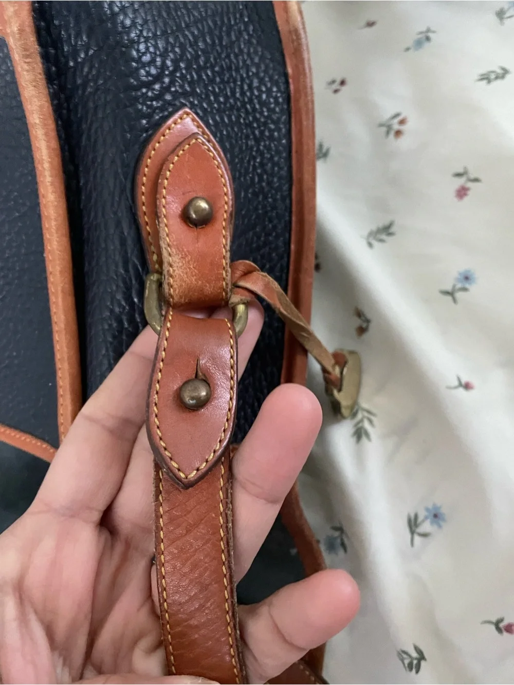 Dooney & Bourke Black with Brown Leather Trim Messenger Bag